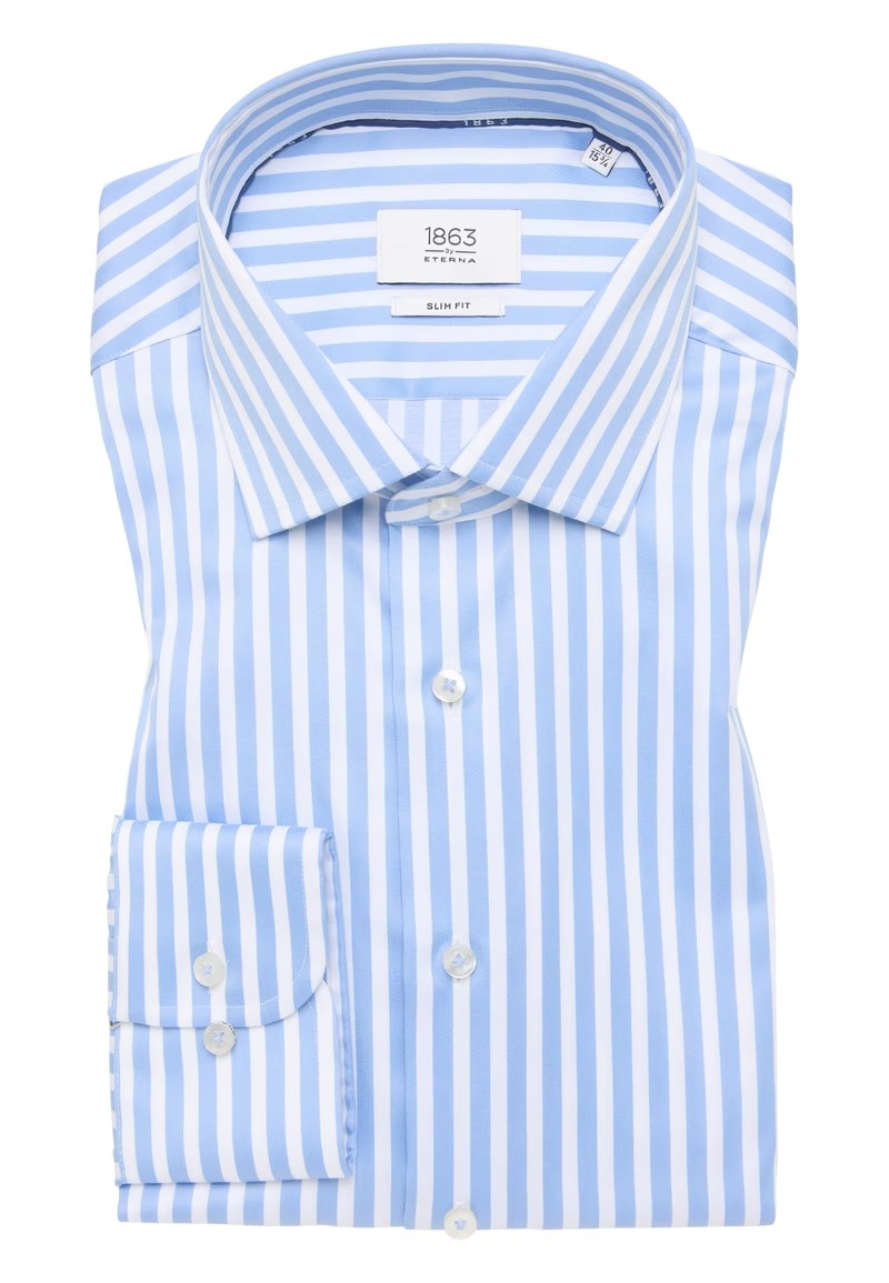 Eterna Slim Fit Shirt 1029/11 X669 - Light Blue Striped 1029_F66919-11-1