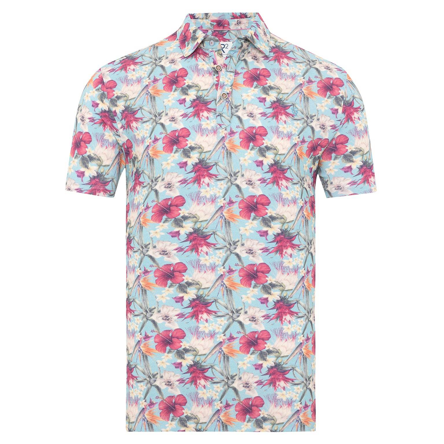 R2 Amsterdam Floral print Piqué polo shirt