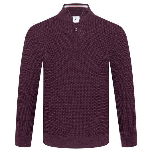 R2 Amsterdam Merino Wool Half-Zip Jumper BORDEAUX 134.ZIP.001_080