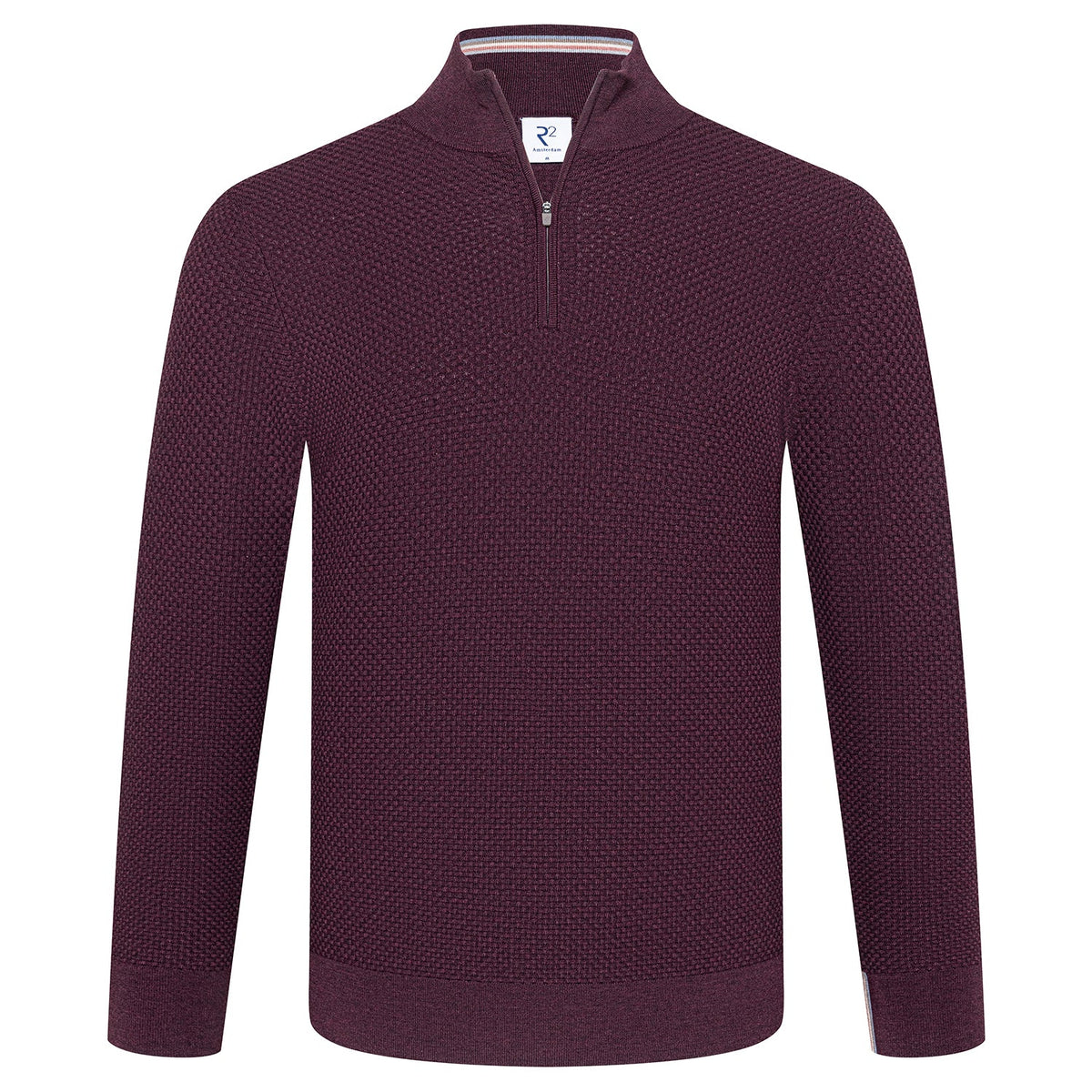 R2 Amsterdam Merino Wool Half-Zip Jumper BORDEAUX 134.ZIP.001_080