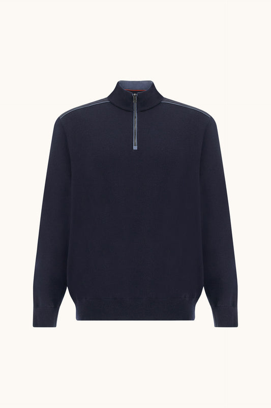 Paul & Shark Wool Half-Zip Sweater with Typhoon Details - Blue 16311153-050-f
