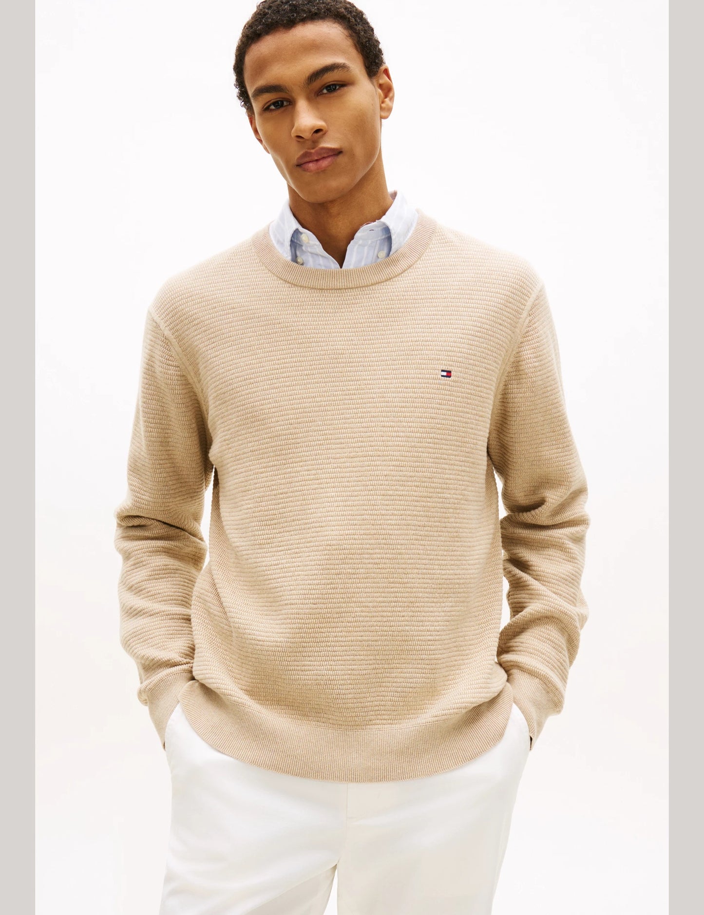 Seasonal Structure Crew Neck Sweater – 100% Organic Cotton-TAN 1778156011_4194_019166_TAN_alternate