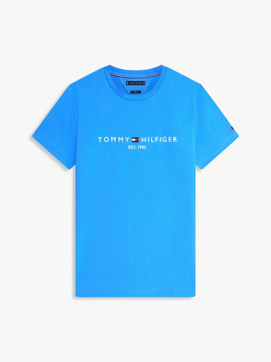 Tommy Hilfiger Logo Embroidery Slim Jersey T-Shirt - Sky Blue-BLUE 1778491163_0232_019110_BLUE_alternate