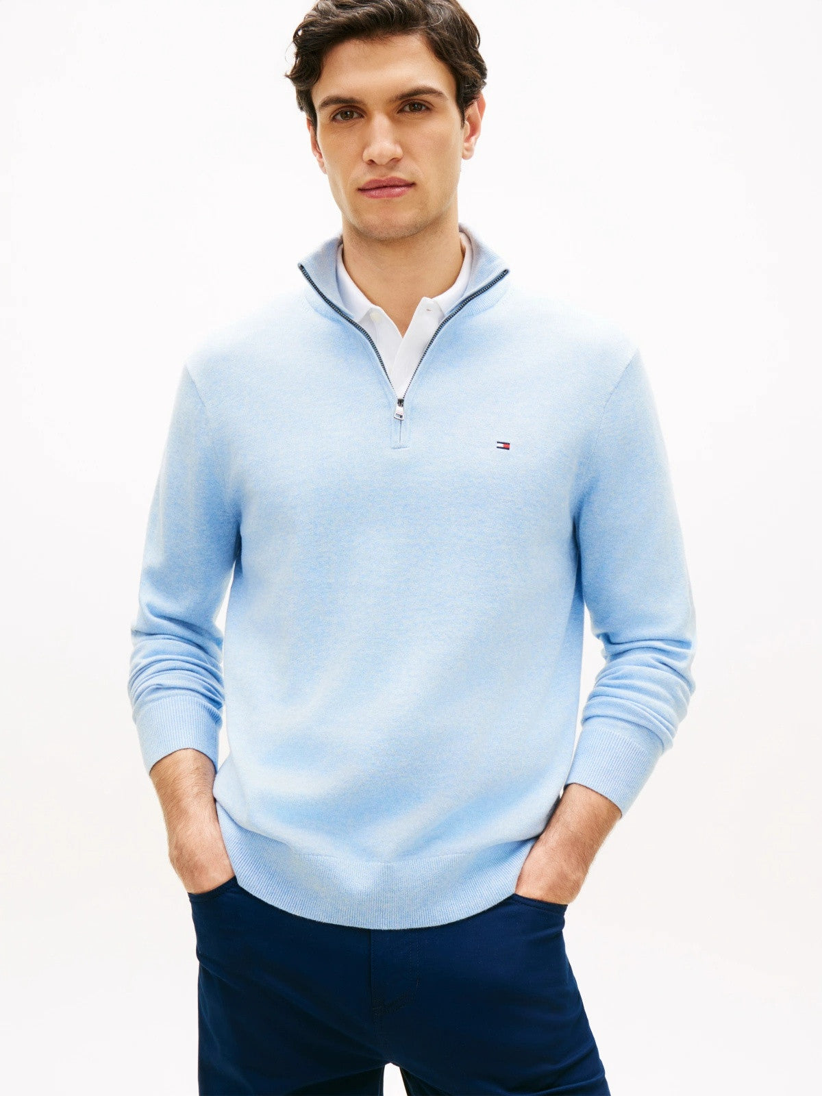 Tommy Hilfiger Flag Embroidery Quarter-Zip Jumper -LIGHT BLUE 1778491570_6532_019084_LIGHT_BLUE_alternate