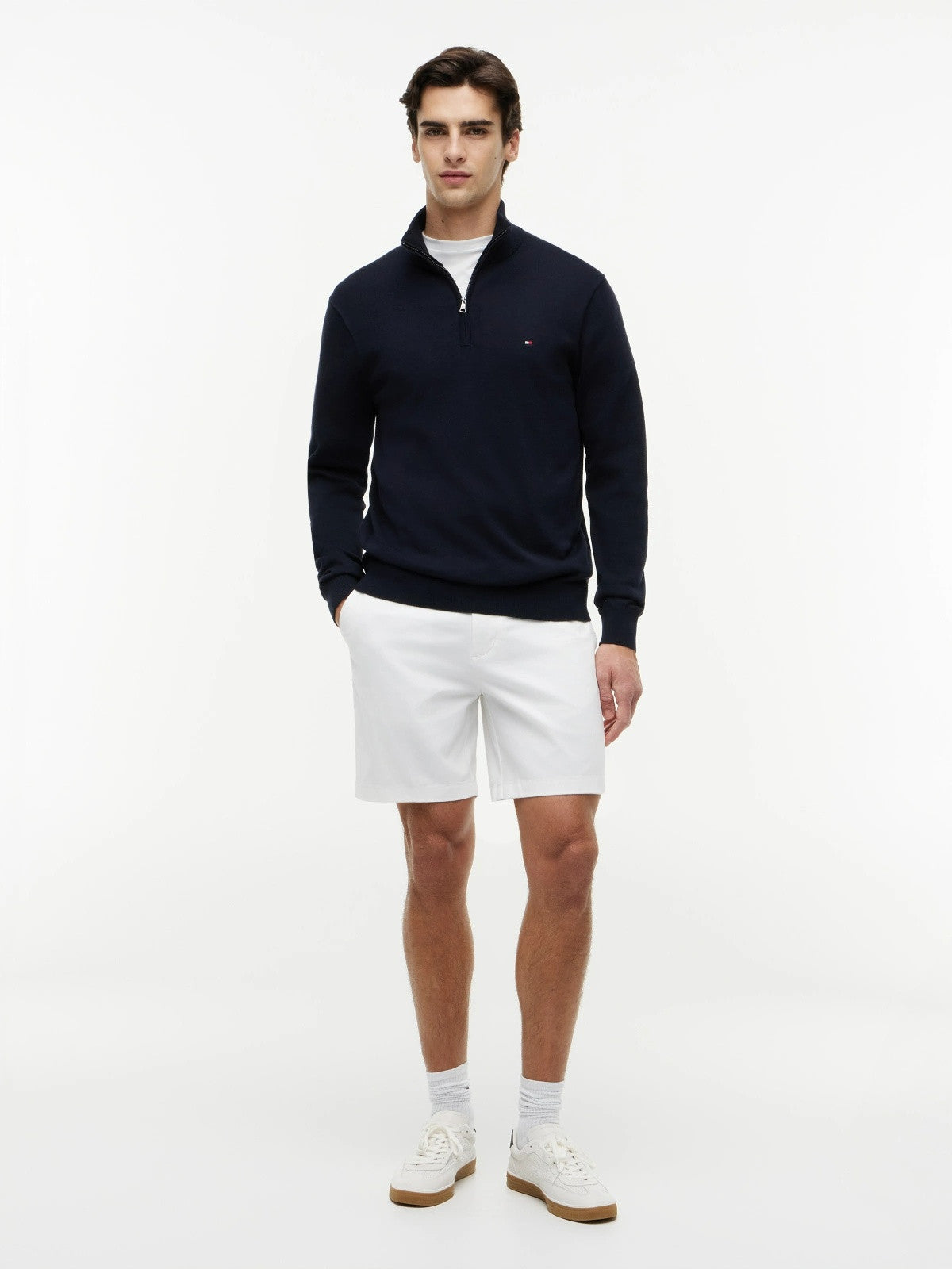 Tommy Hilfiger Flag Embroidery Quarter-Zip Jumper - Desert Sky-DESERT SKY 1778493609_5088_019079_DESERT_SKY_alternate