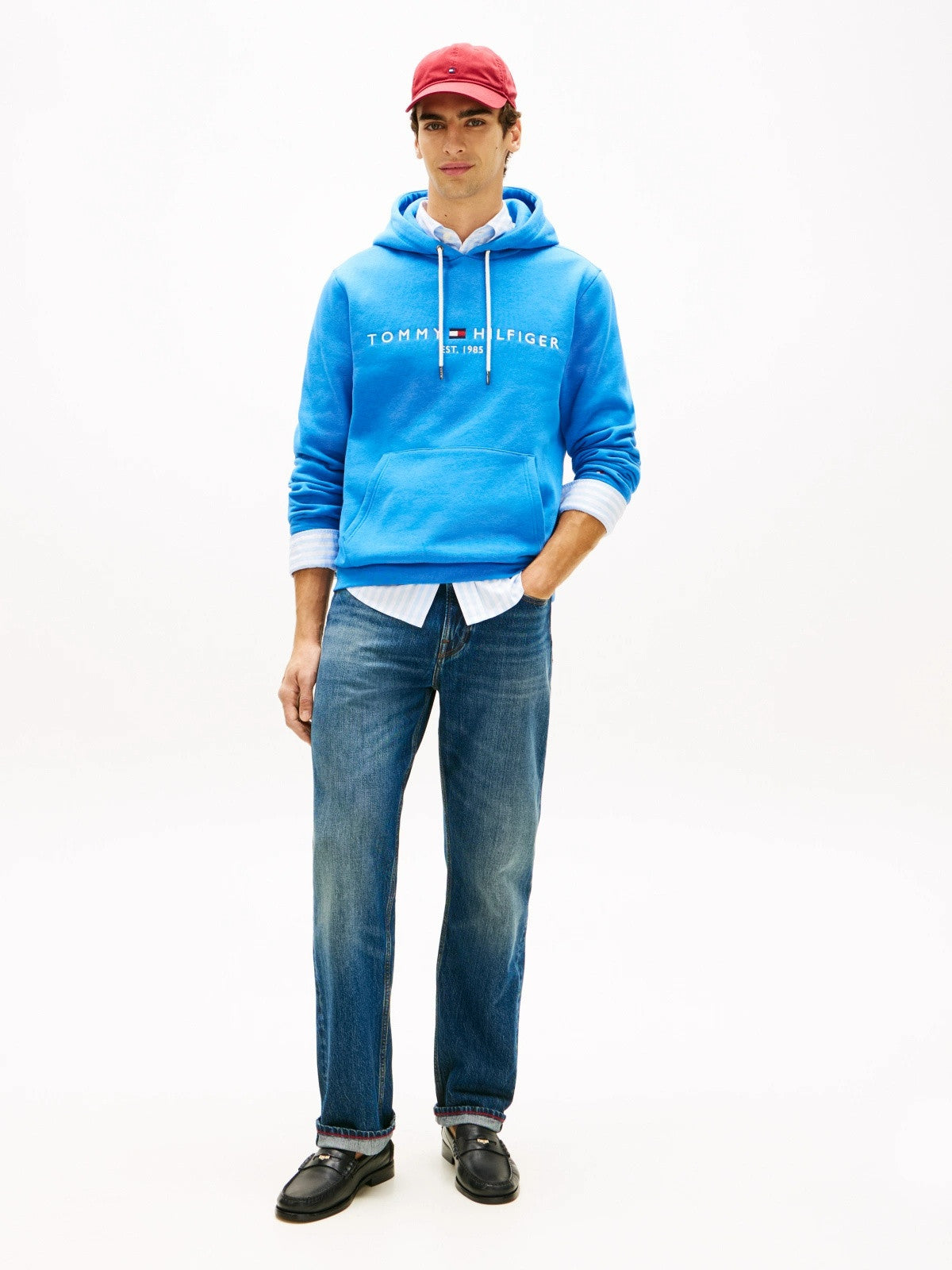 Tommy Hilfiger Logo Embroidery Fleece Hoodie - Sky Blue 1778495072_4704_019072_BLUE_alternate