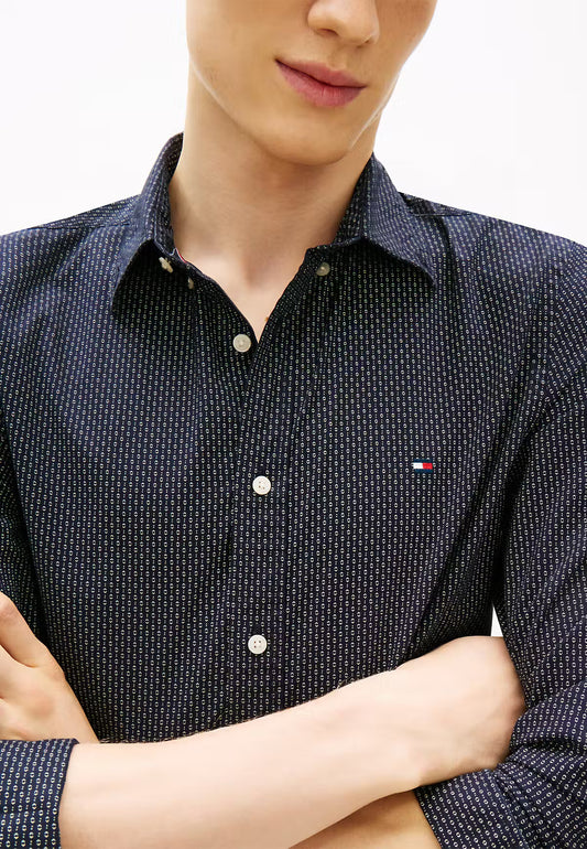 Tommy Hilfiger Flex Poplin Fake Solid Slim Fit Shirt-NAVY 1778495619_5949_019071_NAVY_alternate