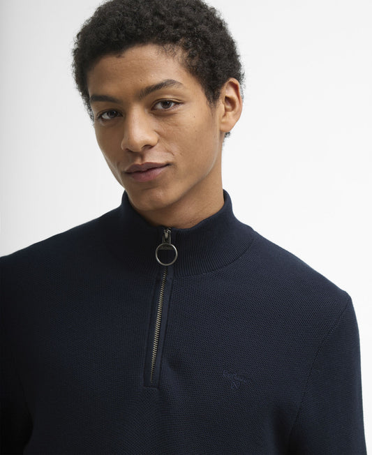 Barbour Essential Honeycomb Quarter-Zip Jumper - Navy-NAVY 1779092874_5313_018778_NAVY_alternate