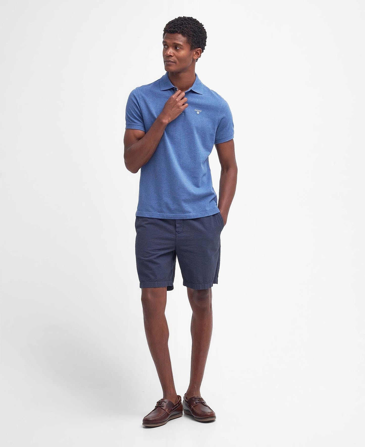 Barbour Tartan Piqué Polo Shirt-CHAMBRAY 1779176474_7506_018780_CHAMBRAY_alternate
