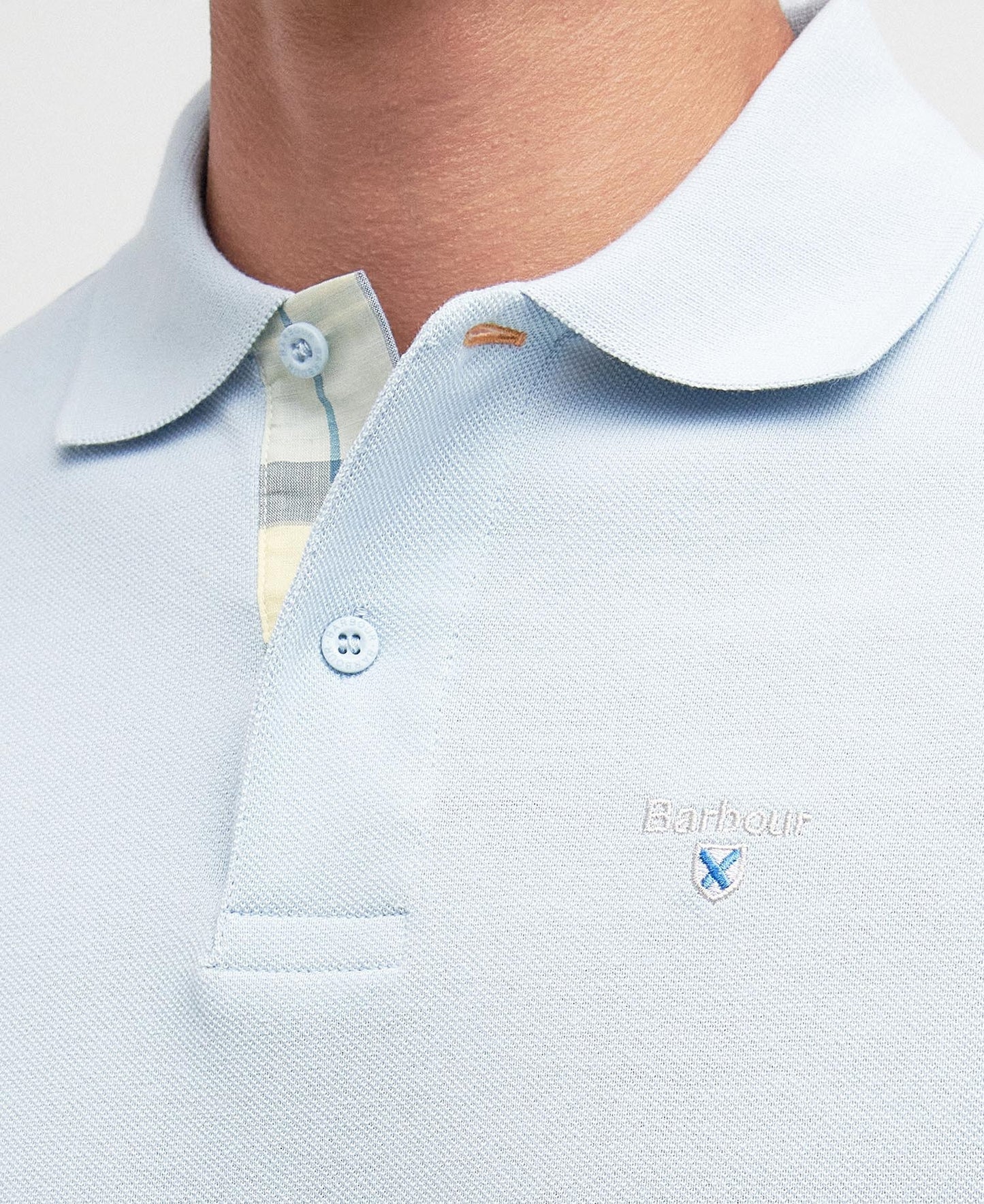 Barbour Tartan Piqué Polo Shirt - Blue 1779176625_1196_018781_LIGHT_BLUE_alternate