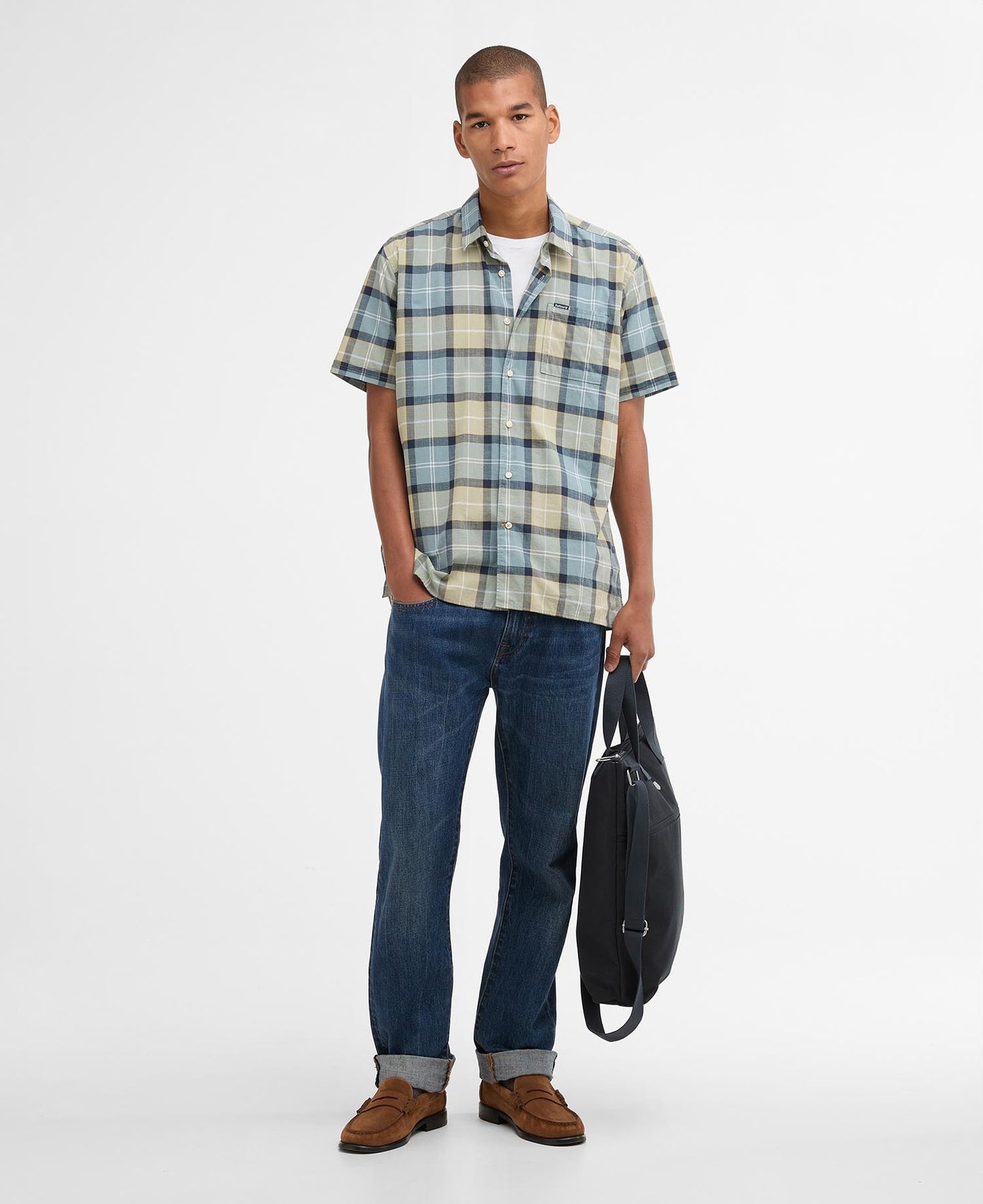 Barbour Gordon Tartan Short-Sleeved Tailored Shirt - Highland Loch Tartan-GREEN CHECK 1779176761_801_018782_GREEN_CHECK_alternate