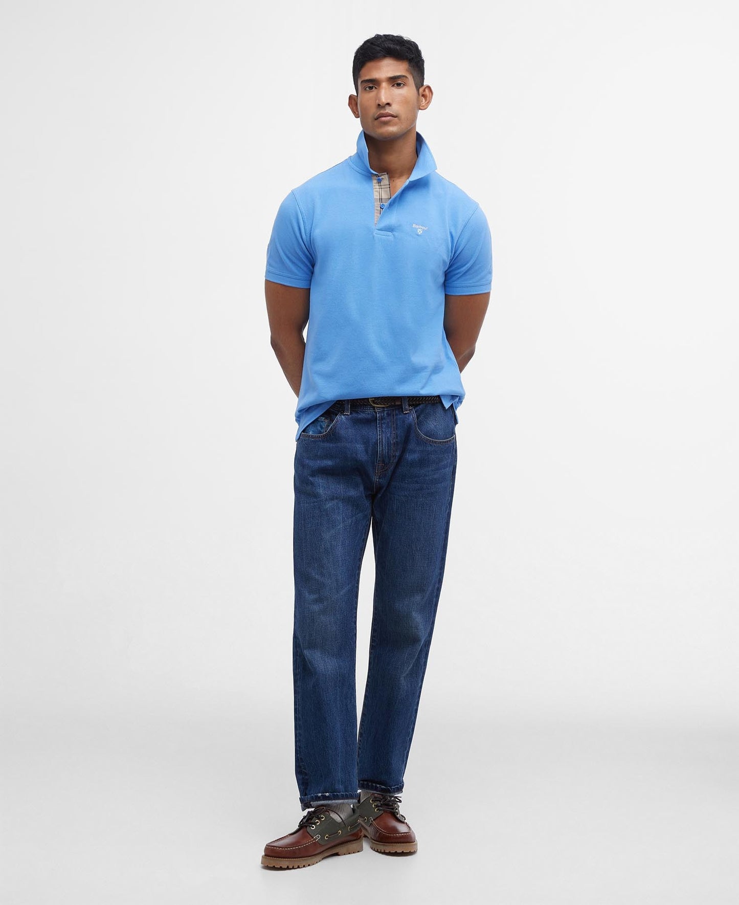 Barbour Tartan Piqué Polo Shirt - Delft Blue-BLUE 1779177178_391_018783_BLUE_alternate