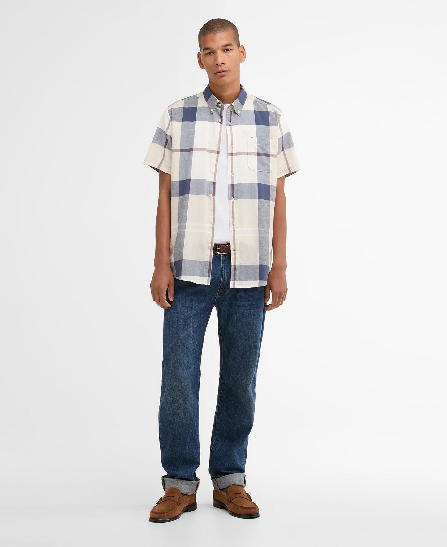 Barbour Douglas Large Scale Tartan Short-Sleeved Tailored Shirt-BEIGE 1779178549_4927_019152_BEIGE_alternate