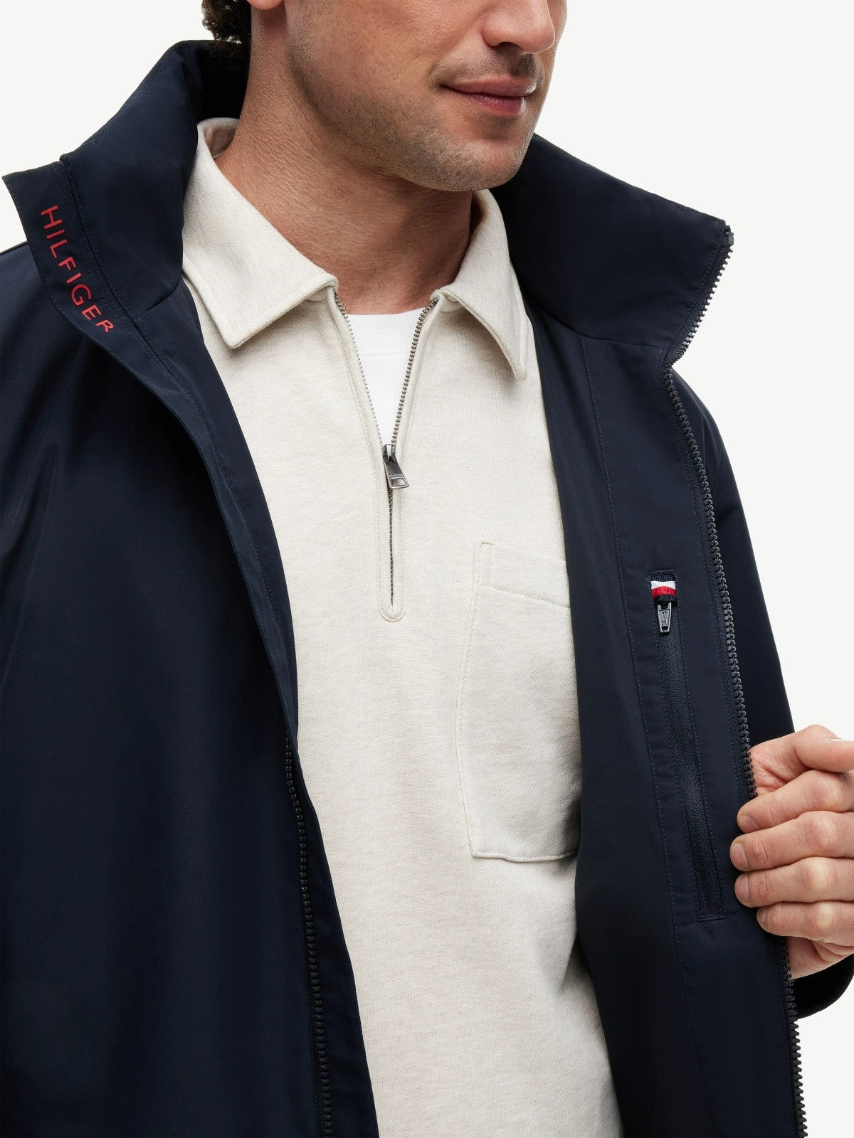 Tommy Hilfiger Logo Collar Zip-Thru Sailing Jacket - Desert Sky-DESERT SKY 1779785843_5967_019421_DESERT_SKY_alternate