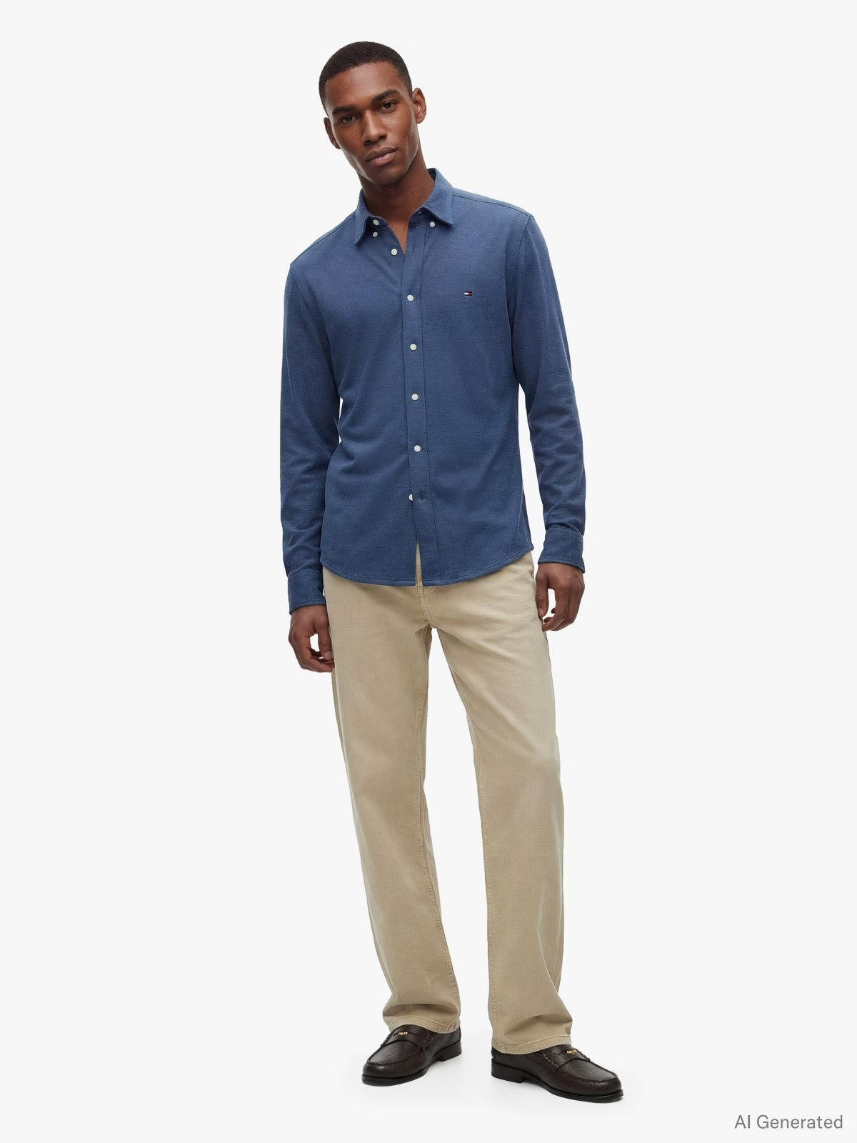 Tommy Hilfiger Knit Pique Featherweight Slim Fit Shirt — Dark Blue Heather-DARK BLUE 1779792925_6013_019393_DARK_BLUE_alternate