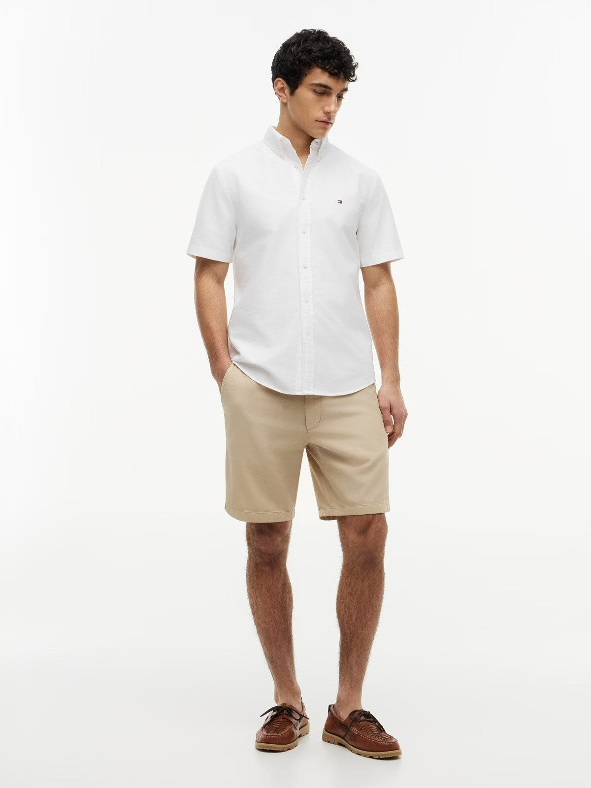 Tommy Hilfiger Heritage Oxford Regular Fit Short Sleeve Shirt — White-WHITE 1779793277_6209_019390_WHITE_alternate
