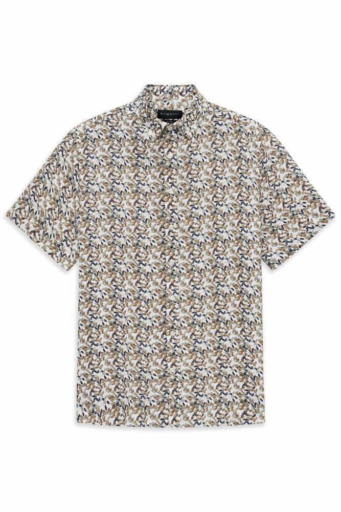 Bugatti 9450 Casual Short-Sleeved Shirt - Stone / Sand-OLIVE 1779962072_5954_019194_OLIVE
