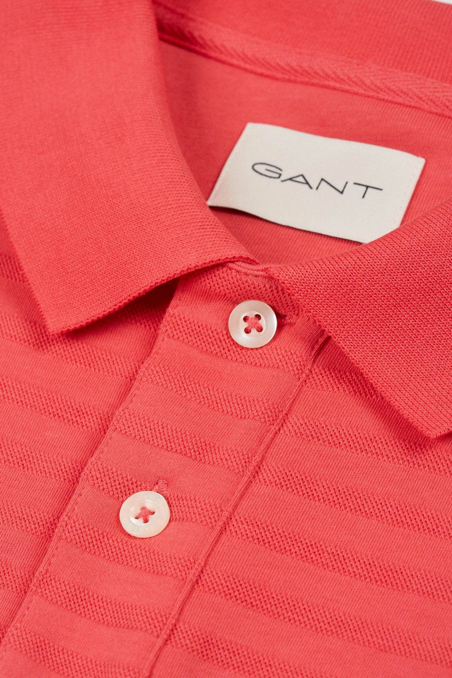 Gant Textured Striped Polo Shirt - Red 2014035-648-7
