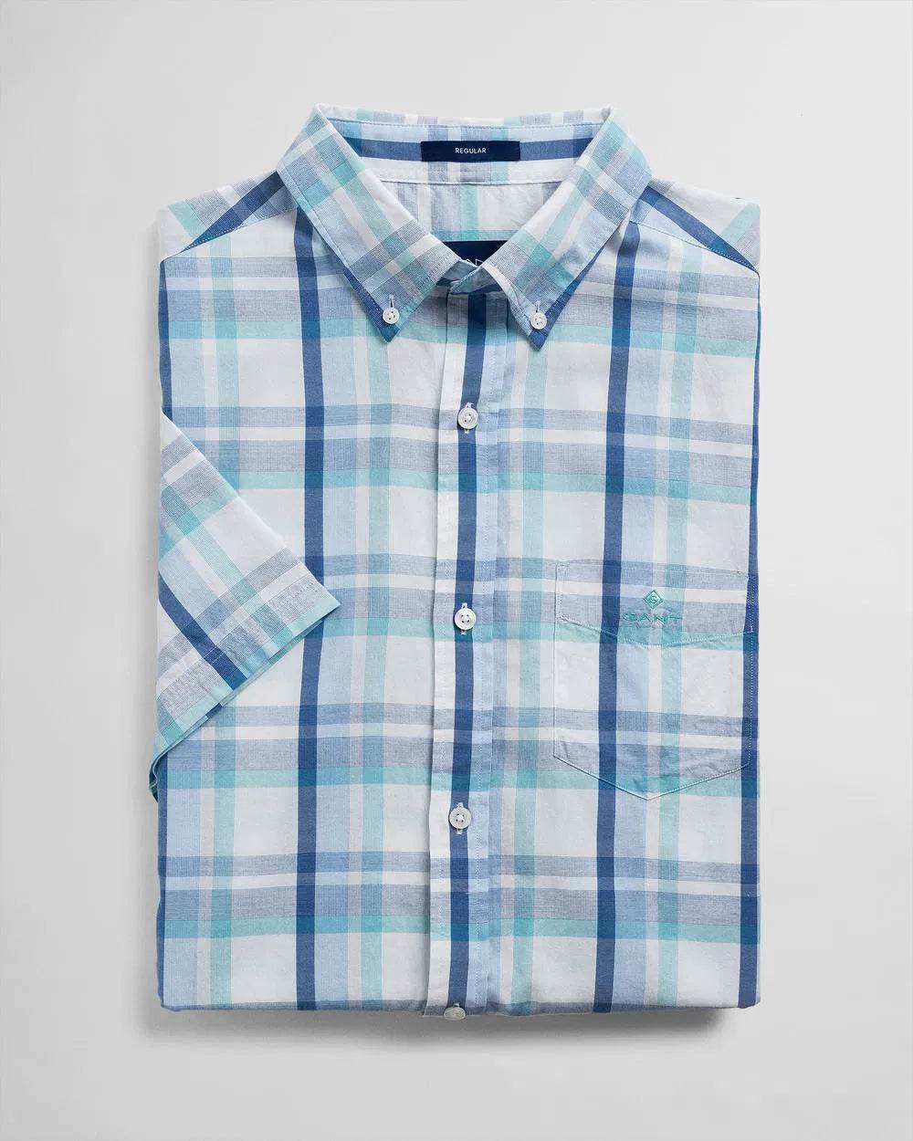Gant Oxford Plaid Short Sleeve Shirt - Eggshell 3025431_113