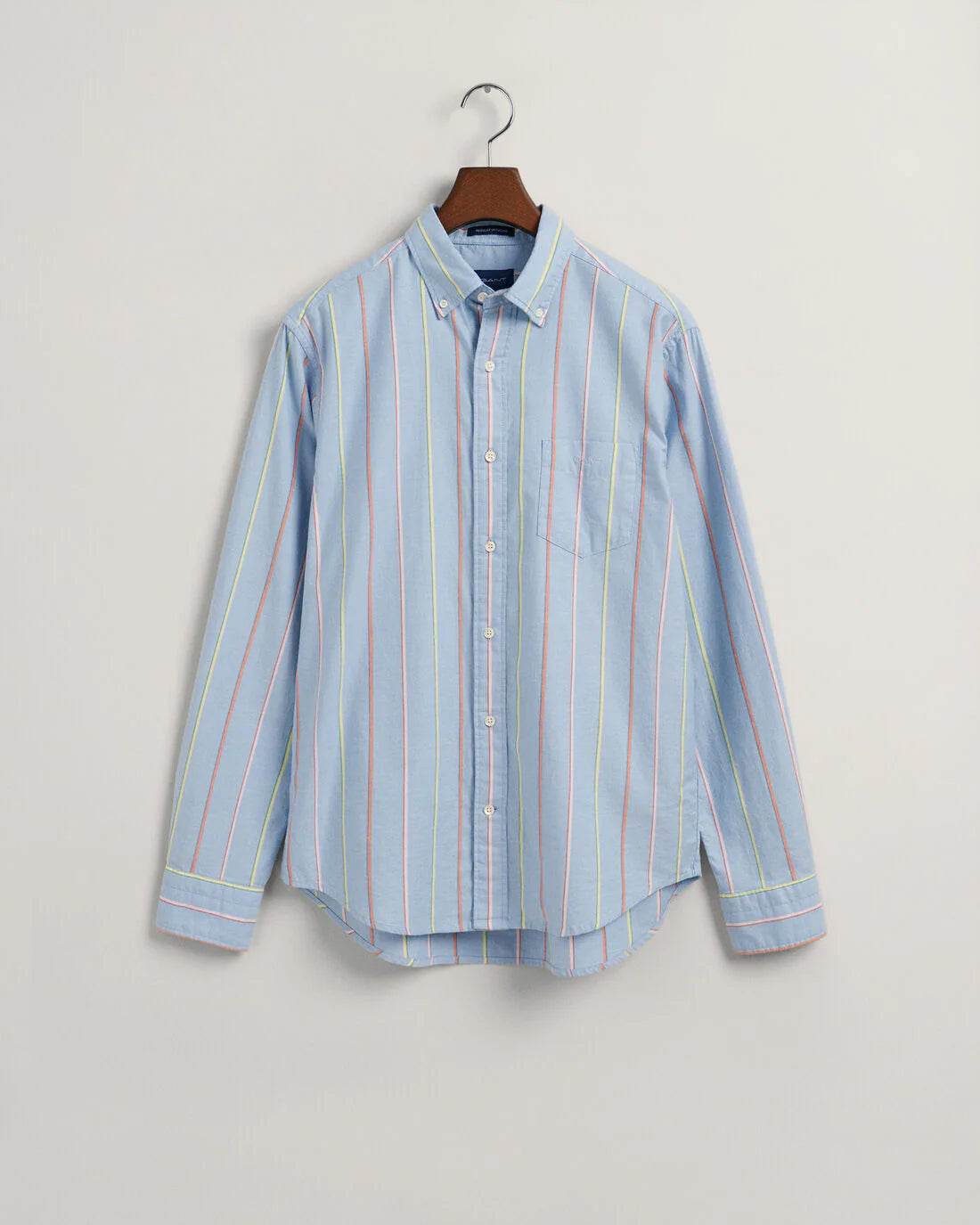 GANT Regular Fit Striped Archive Oxford Shirt - Capri Blue 3230040-468-4