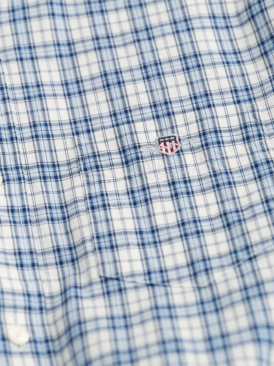Gant Regular Fit Poplin Micro Check Shirt - Blue 3230062-414-2