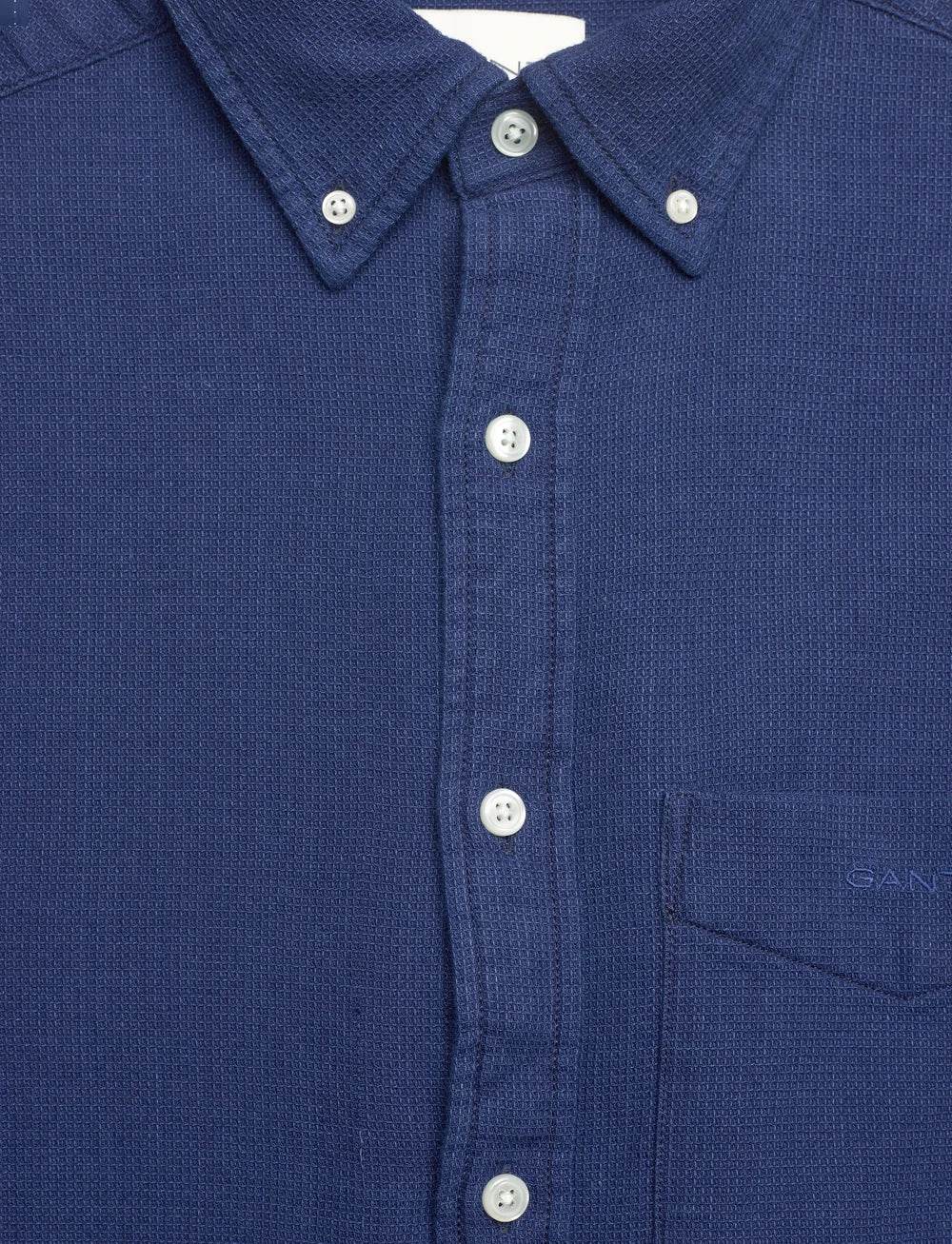 Gant Regular Indigo Waffle Shirt - Dark Indigo 3240043-Dark-indigo-3