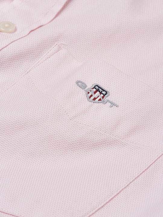 Gant Honeycomb Texture Shirt - Light Pink 3240059_662-3