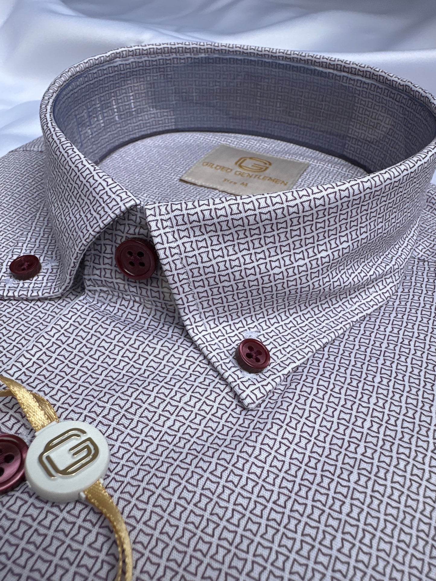 Purple 6th Sense Design button-down shirt, fabric close-up — Ryle Menswear, Tralee