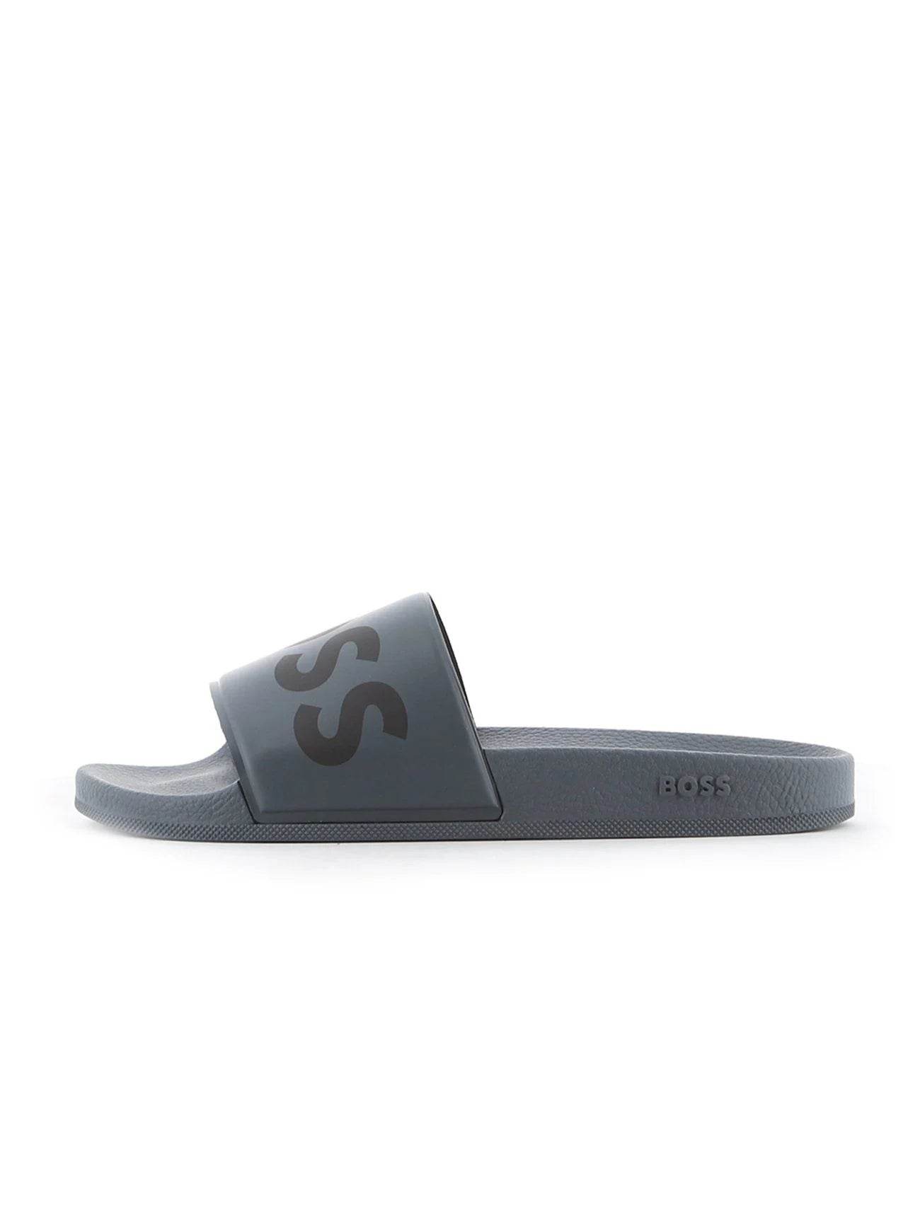 Hugo boss sliders grey hot sale