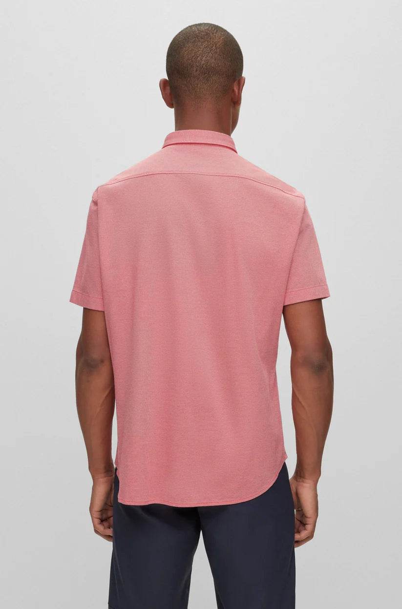 Hugo Boss Button-down regular-fit shirt in pure-cotton jersey - Red 50493600-610-4