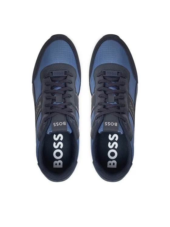 Hugo Boss Mixed-material Lace-up Trainers With Suede Trims - Open Blue 50529533-460-6