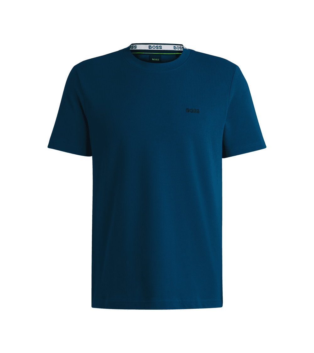 Hugo Boss Cotton-piqué T-shirt With Oxford-jacquard Back Collar - Dark Blue 50529941-494-4