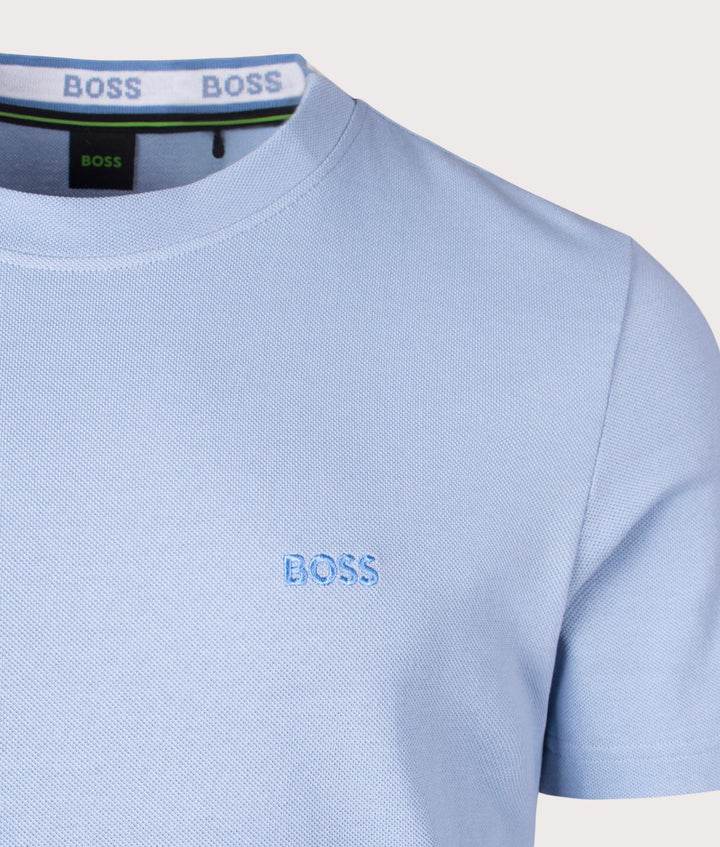 Hugo Boss Cotton-piqué T-shirt With Oxford-jacquard Back Collar - Open Blue 50529941-498-2