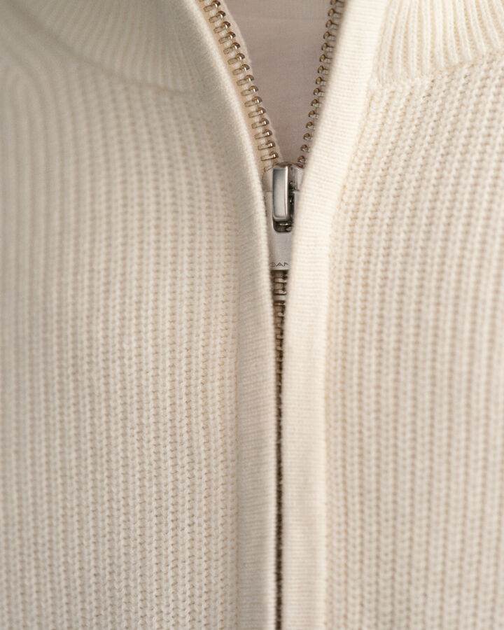 Gant Ribbed wool and cotton half-zip sweater - Cream 8050171-130-4