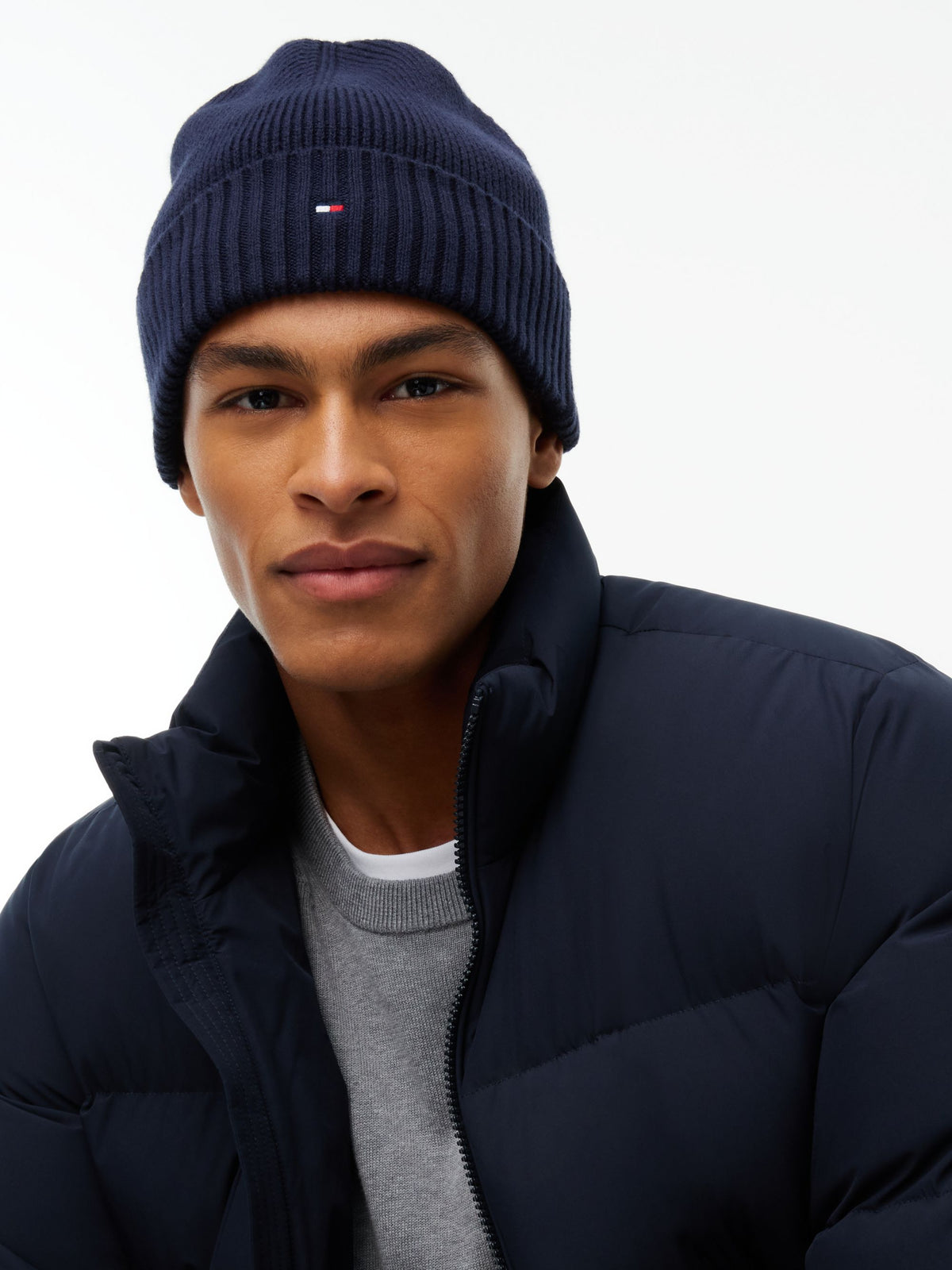 Tommy Hilfiger Flag Beanie with Cashmere - Space Blue AM0AM12796_DW6_alternate4_ay