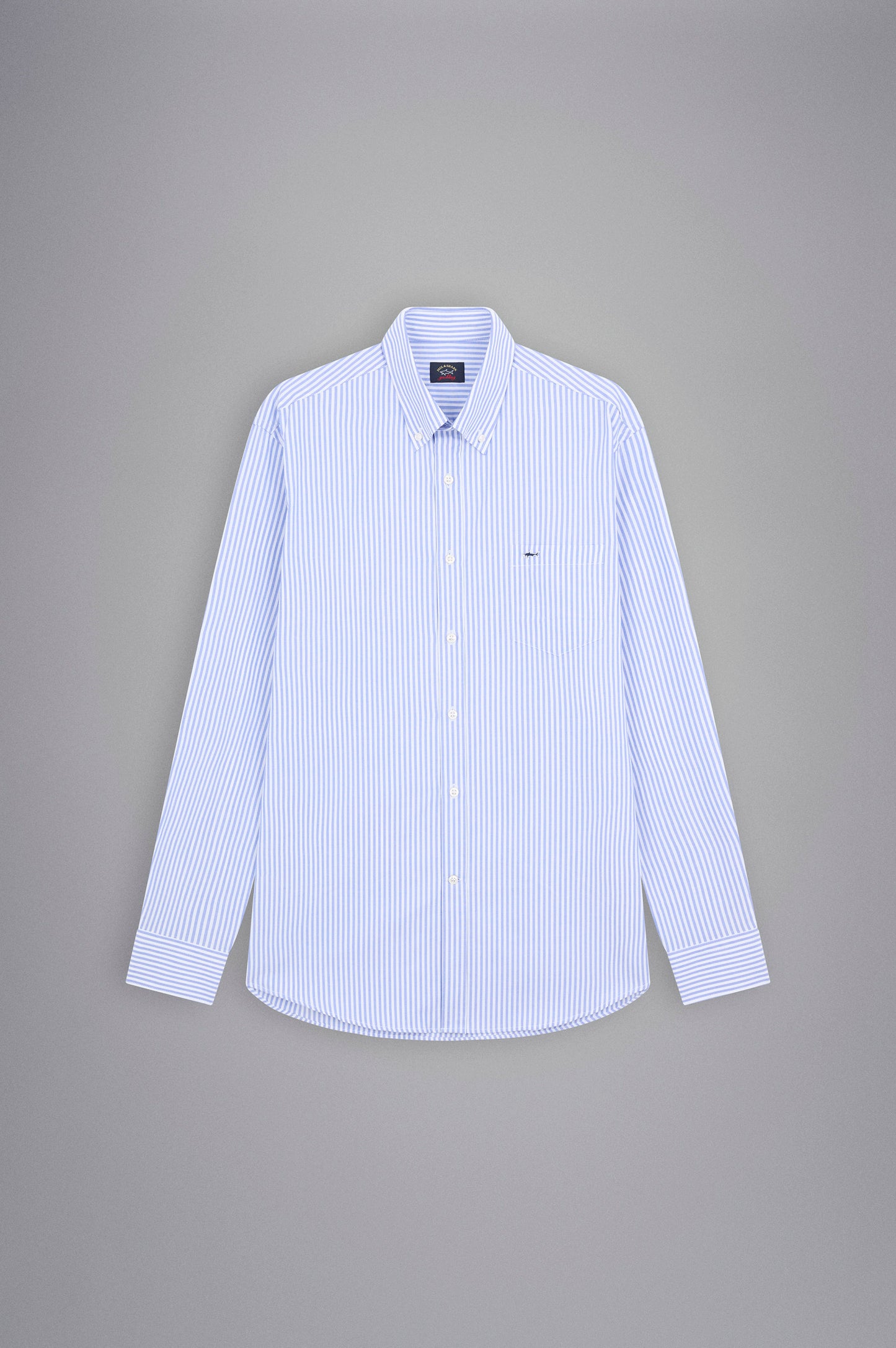 Paul & Shark Long Sleeve Striped Cotton Shirt C0p3006 - Light Blue C0P3006-002-f-v