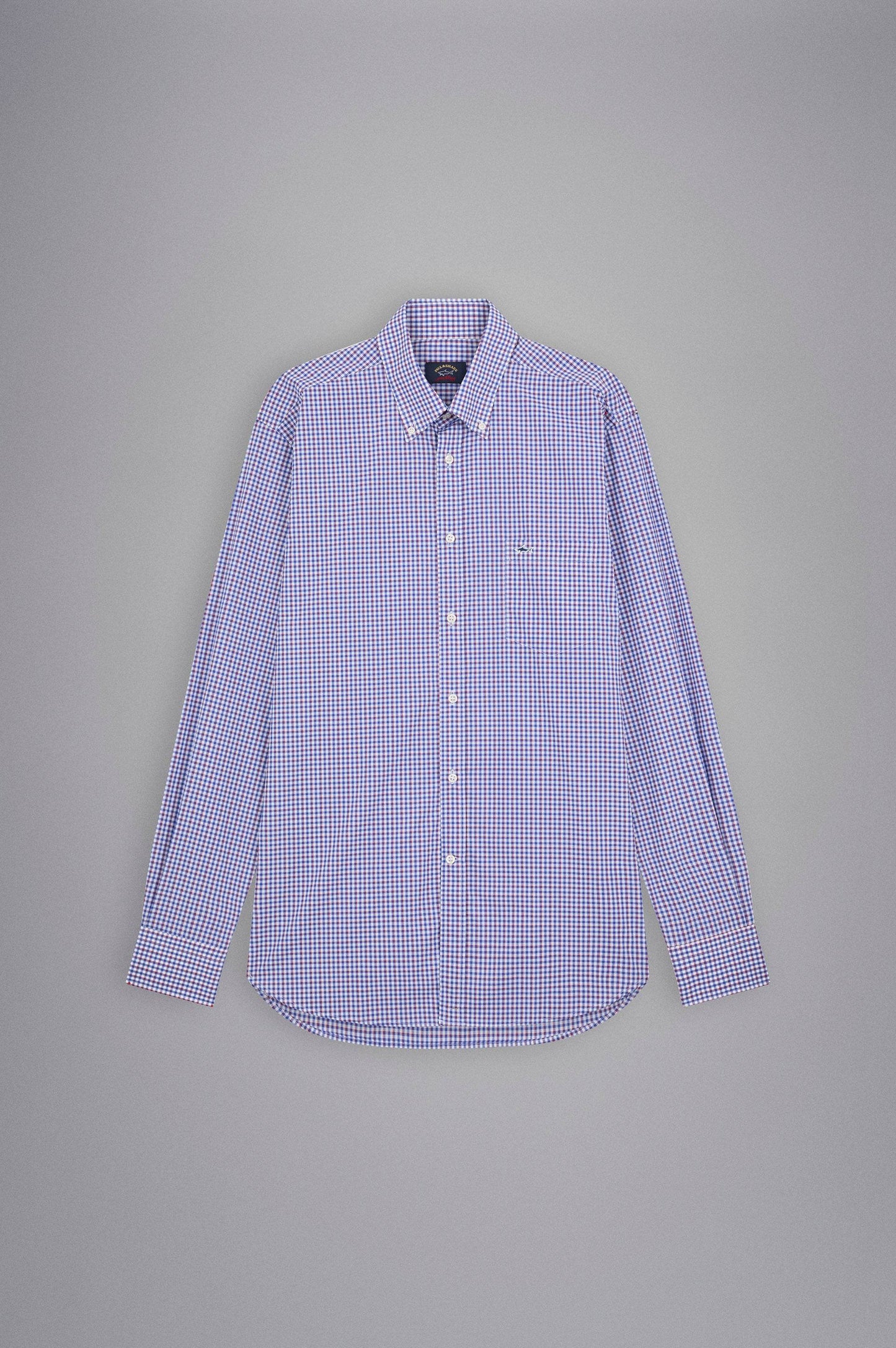 Paul & Shark Cotton Shirt C0P3007 - Rows White Blue Red C0P3007-002-2