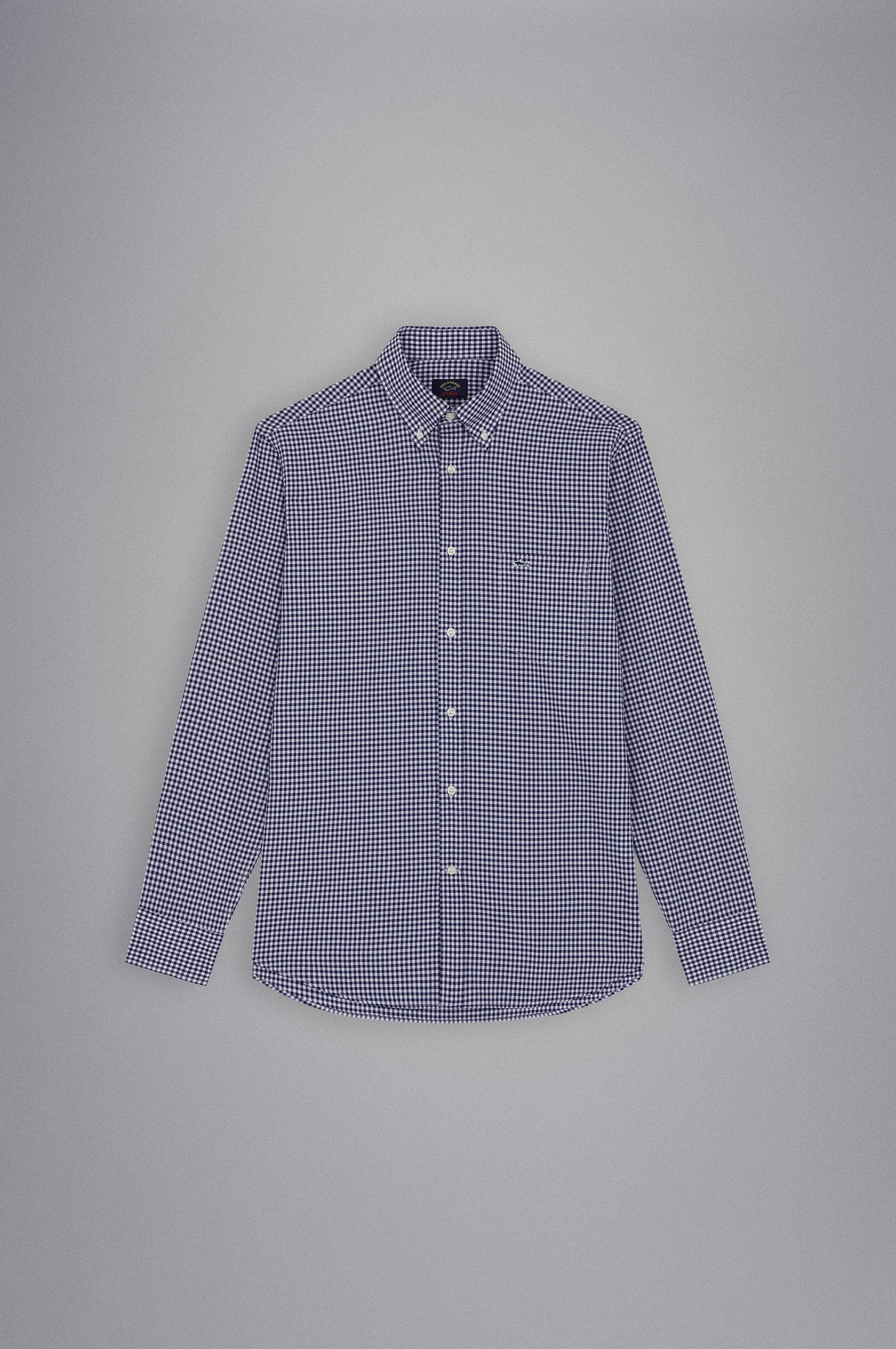Paul & Shark Oxford Cotton Shirt - Square White Blue C0P3010-004-f-v