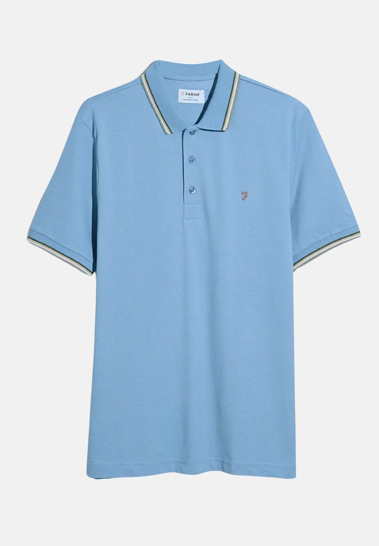Farah Alvin Tipped Collar Polo Shirt - Powder Blue F4KMD047-456-1
