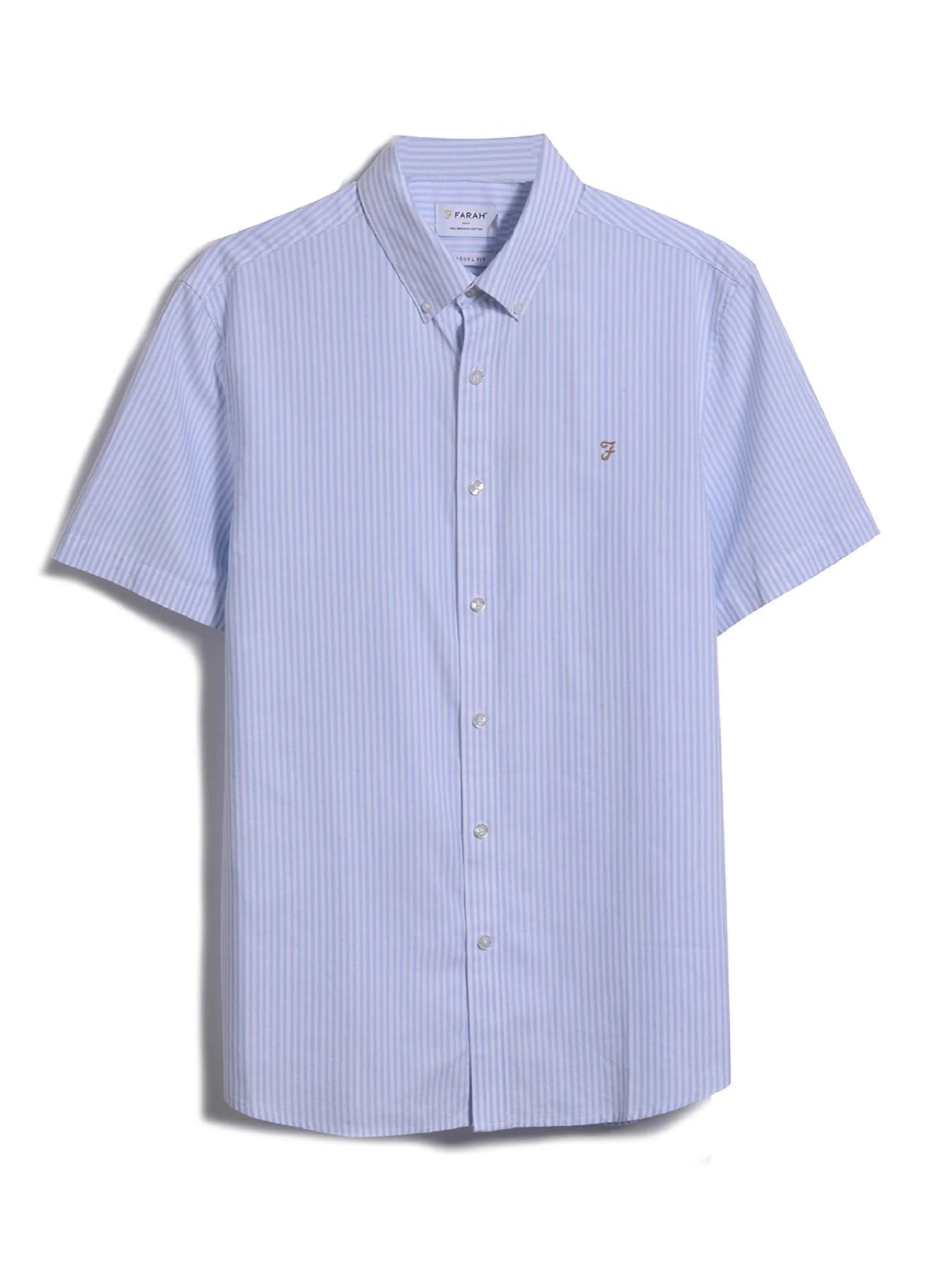 Farah Brewer Stripe Short Sleeve Shirt - Sky Blue F4WMD006_4685