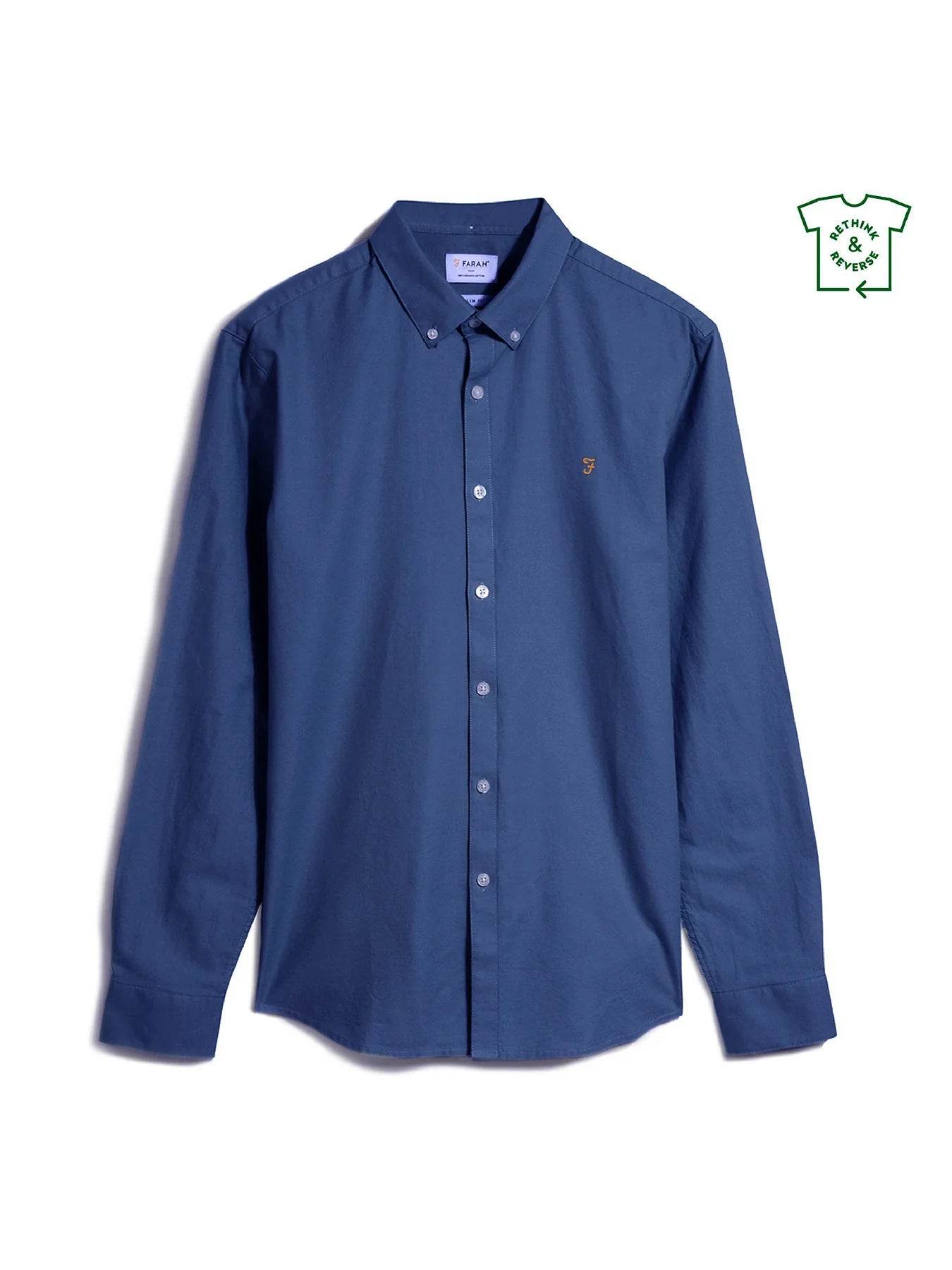Farah Brewer Slim Fit Organic Cotton Oxford Shirt - Blue Peony F4WSB060-492_1800x1800_fd0008ff-1b8a-419e-8cb3-7dd219b7669b