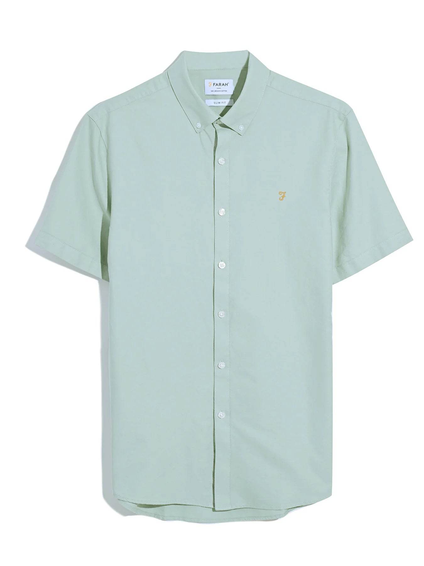 Farah Brewer Short Sleeve Oxford Shirt - Grove Green F4WSB061-382-1