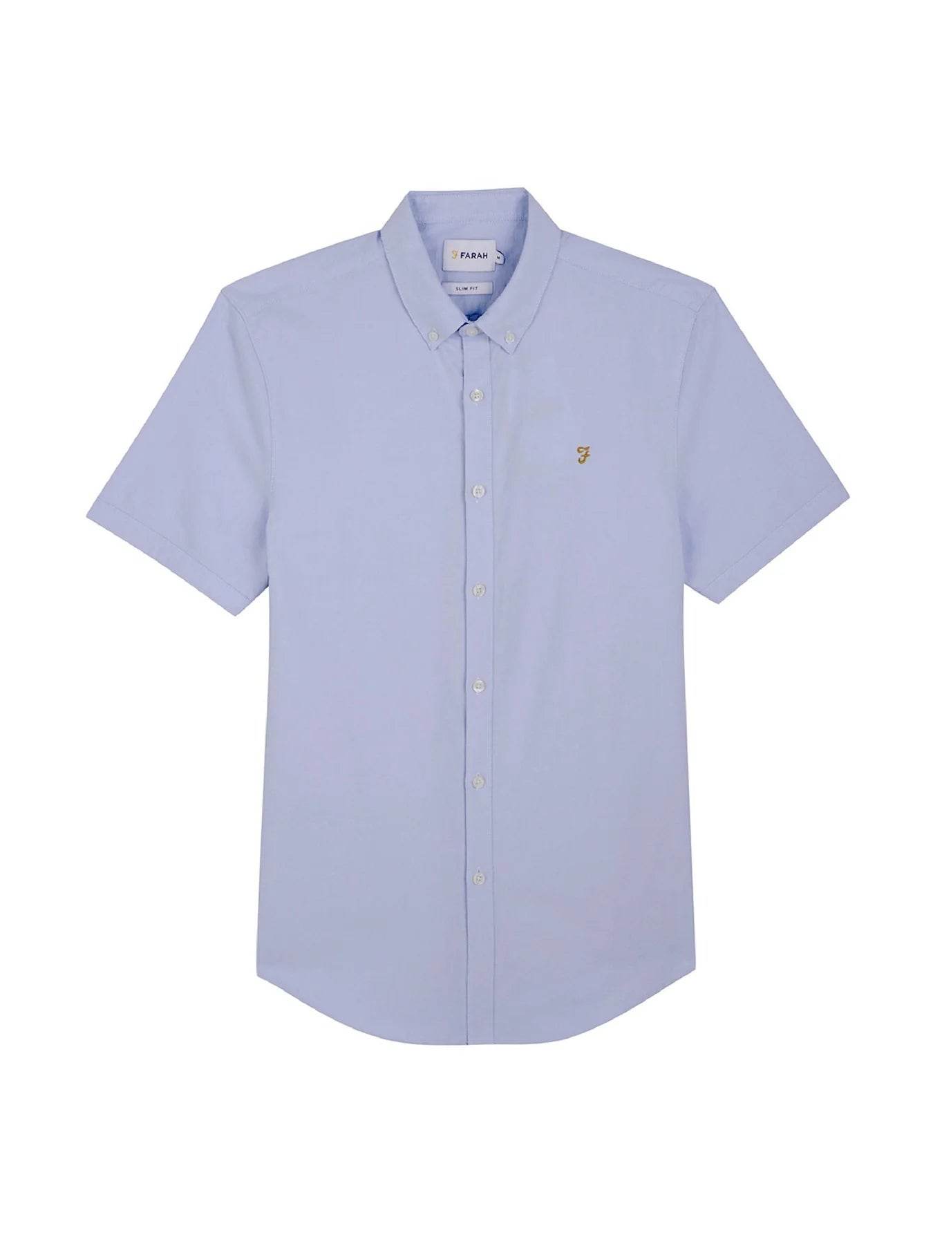 Farah Brewer Short Sleeve Oxford Shirt - Sky Blue F4WSB061-468-5