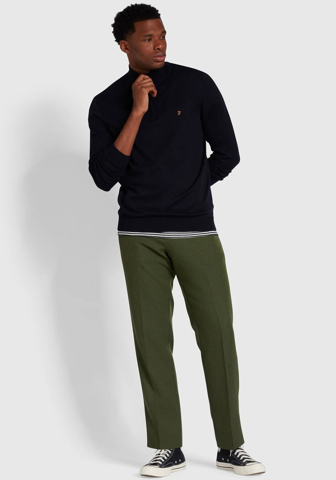 Farah Redchurch Merino Wool Quarter Zip Sweater - Navy F4gf90824122