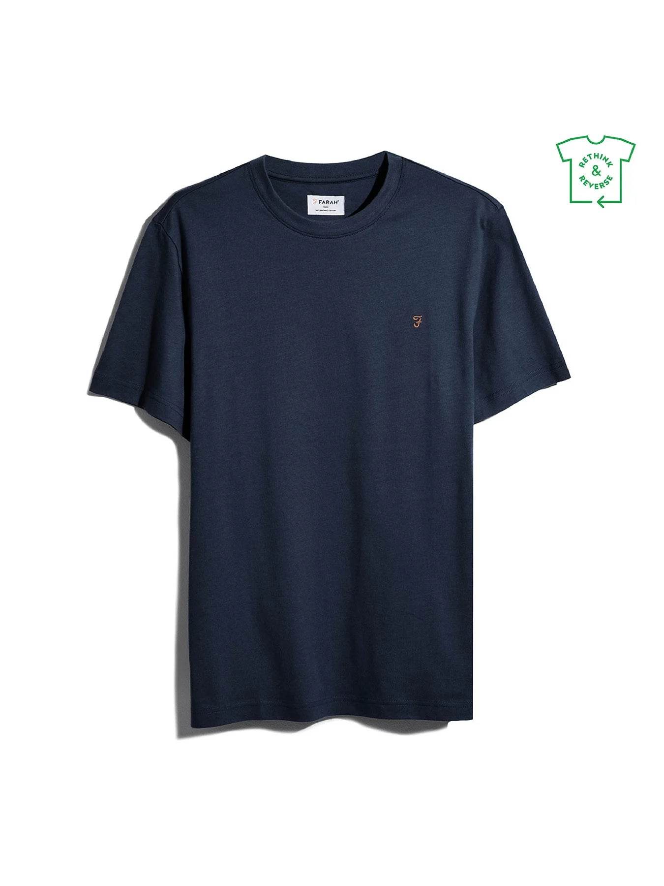 Farah Danny Regular Fit Organic Cotton T-Shirt - True Navy F4kfd040-412-5