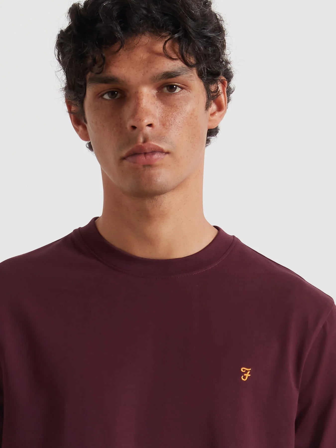 Farah Danny Regular Fit Organic Cotton T-Shirt - Bordeaux F4kfd0405074