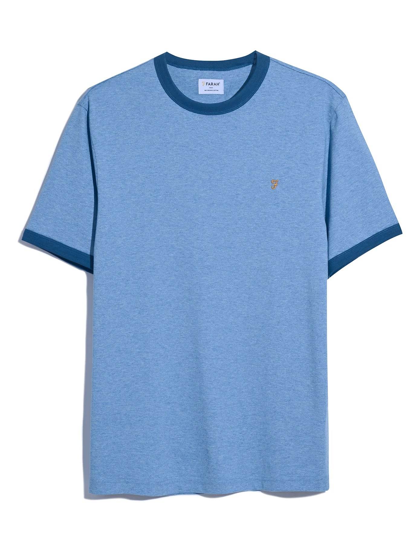 Farah Groves Regular Fit Ringer T-Shirt - Powder Blue Marl F4kfd041-391-5