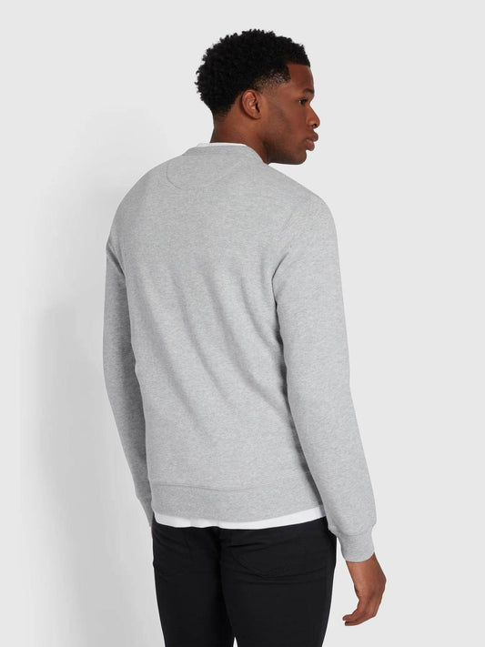Farah Tim Organic Cotton Crew Neck Sweatshirt - Light Grey Marl F4kfd076-042-4