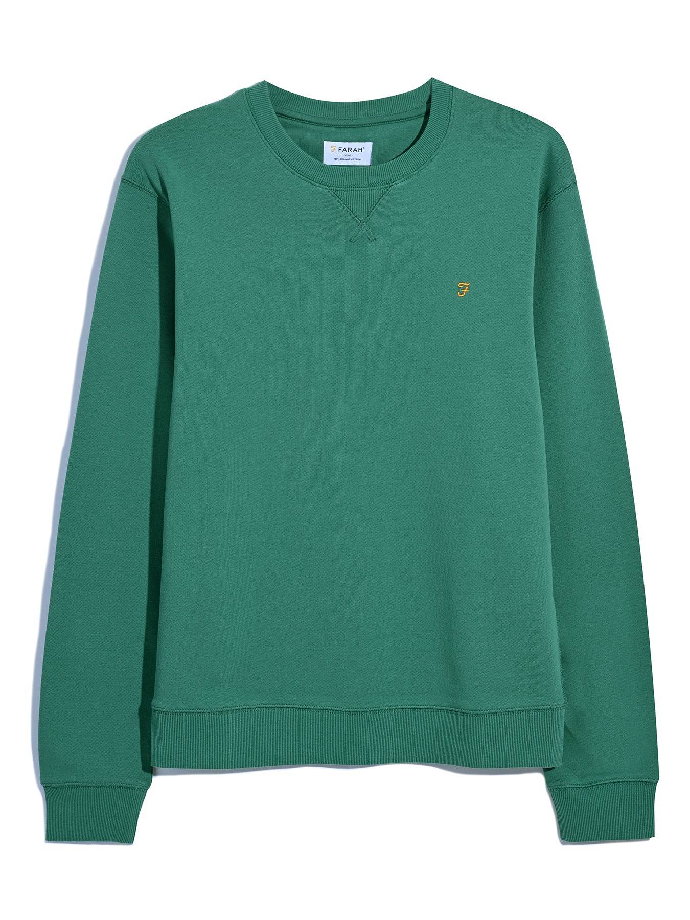 Farah Tim Organic Cotton Crew Neck Sweatshirt - Green Meadow F4kfd076-387-5