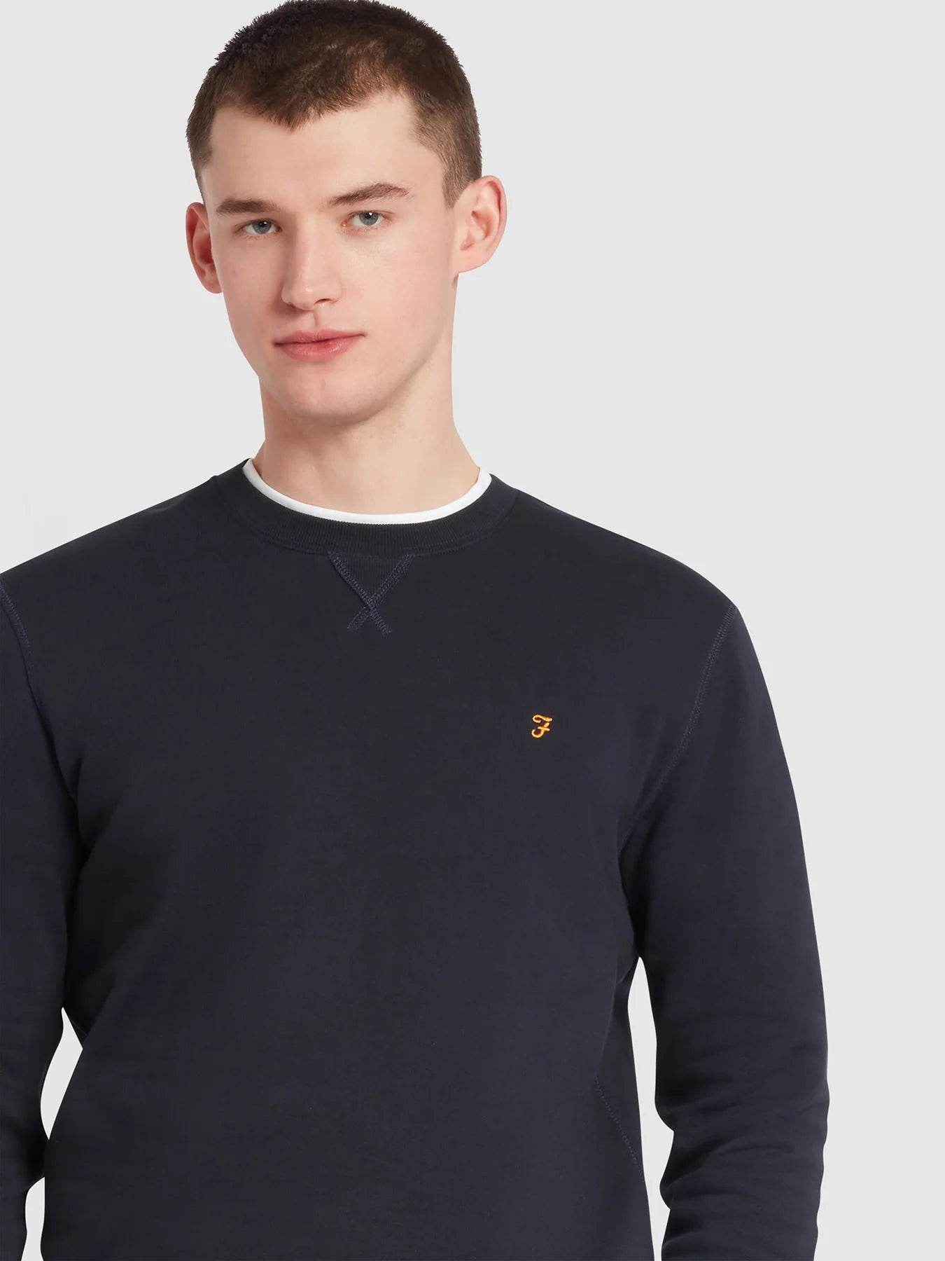 Farah Tim Organic Cotton Crew Neck Sweatshirt - True Navy F4kfd076-412-4_7efd3043-2323-4b7a-9329-8f3830cc9094